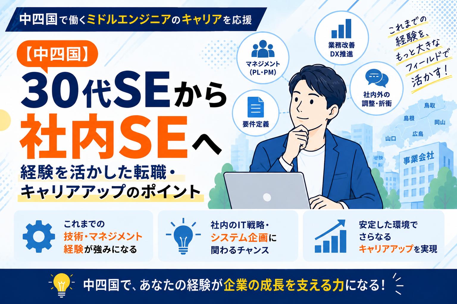 【中四国】30代SEから社内SEへ｜経験を活かした転職・キャリアアップのポイント