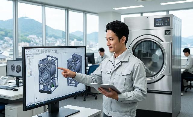 機械設計職／業務用洗濯機械の専門メーカー／海外市場拡大・尾道から世界へ展開グローバル企業